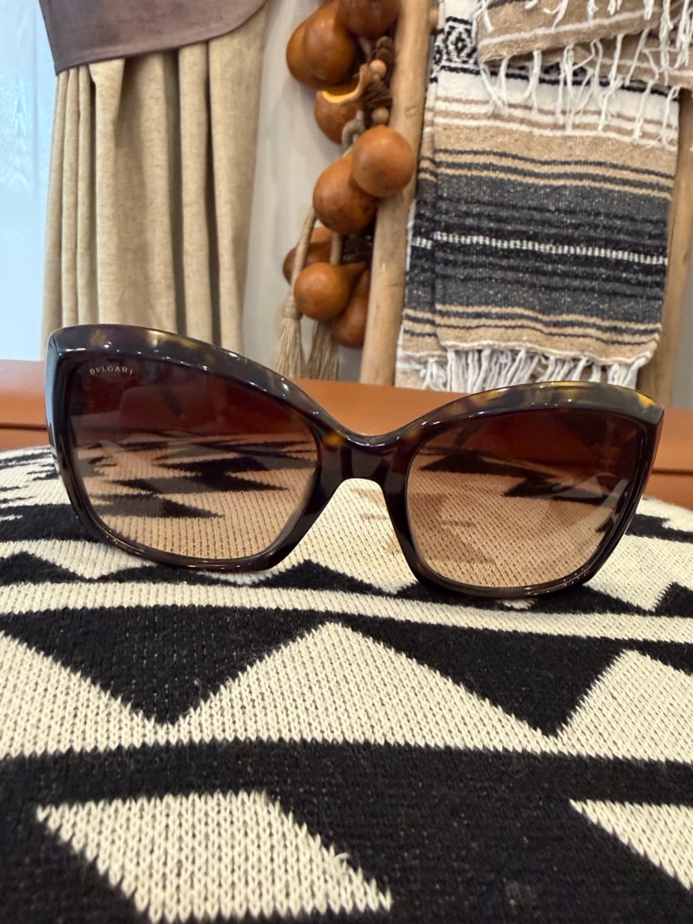 Bvlgari Vintage Tortoiseshell Sunglasses Gold Serpenti Detail Italy